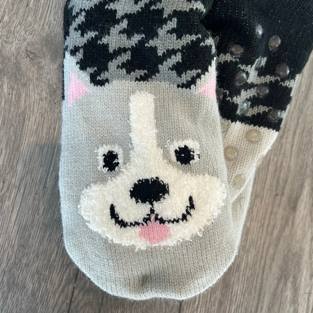 Fuzzy Babba Women’s Slipper Socks Animal Cat Dog Herringbone Faux Fur Non Slip